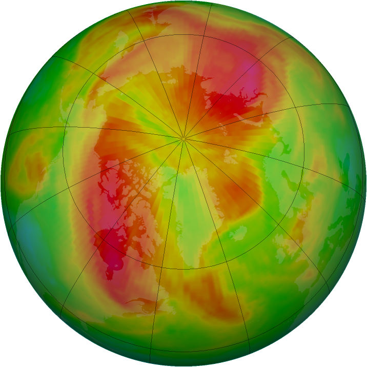 Arctic ozone map for 20 April 1989